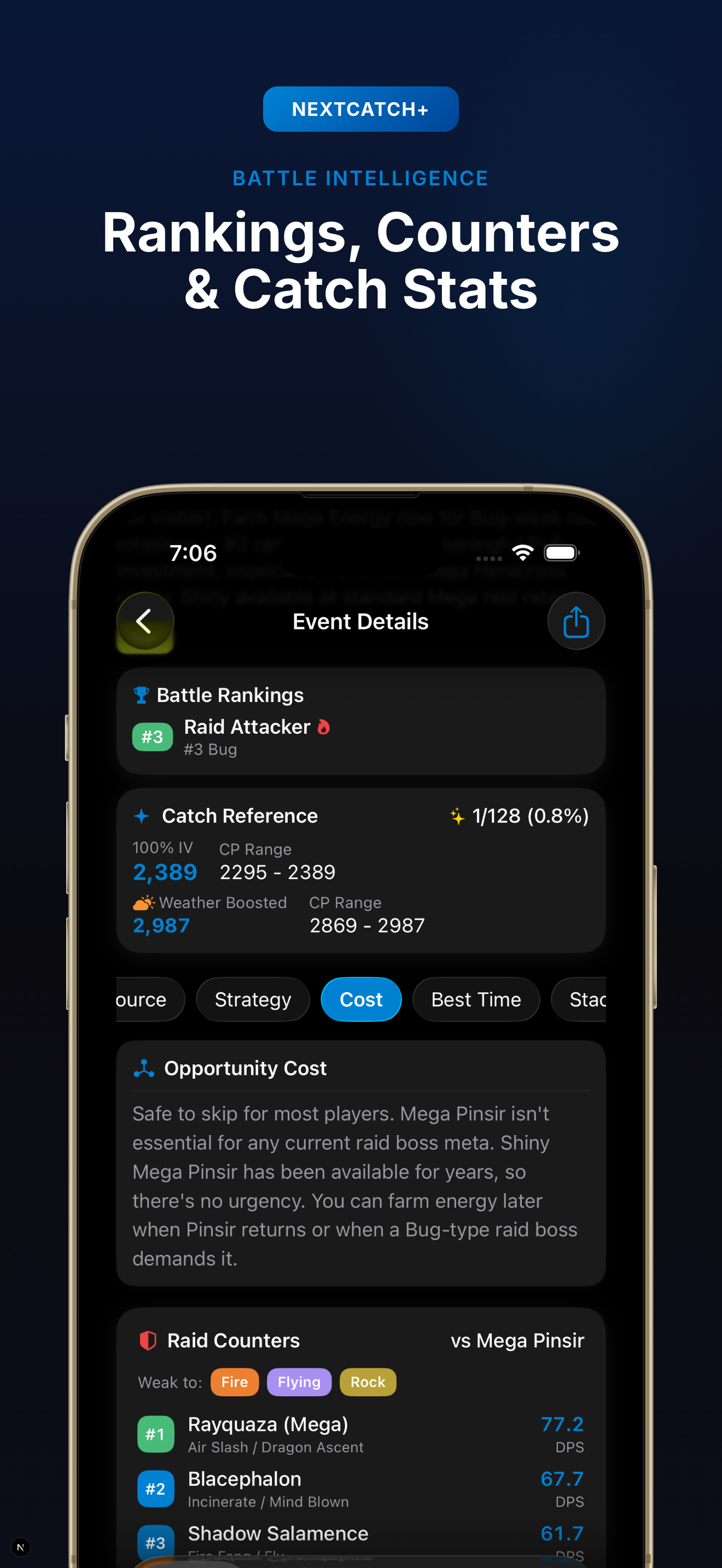 NextCatch+ — Rankings, Counters and Catch Stats