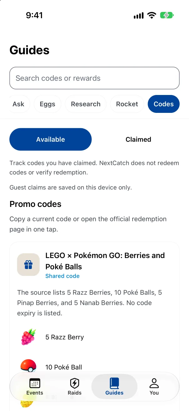 Promo Codes · NextCatch